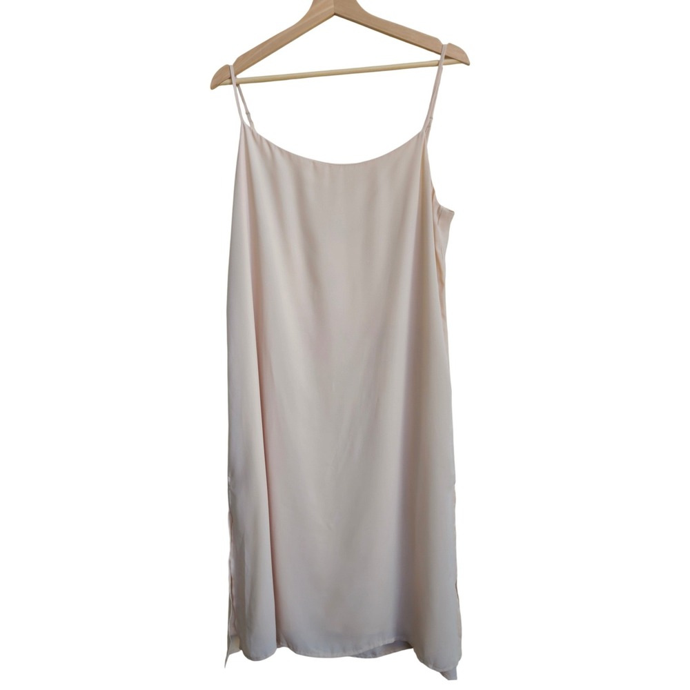 BY EGREIS Midi Slip Dress Womens Medium Peach Spaghetti Strap Side Slit